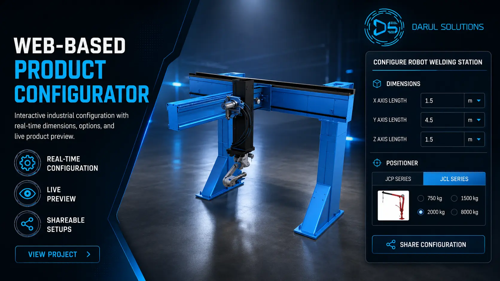 Robot Welding Configurator - Web Product Configurators visualization screenshot 1